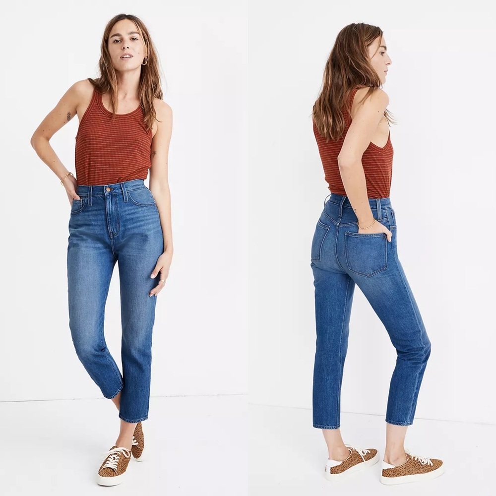 Madewell HighRise Ankle Straight Momjeans in Stratfield Wash